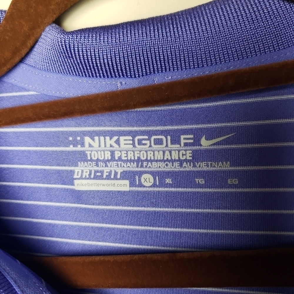 NIKE Purple Striped Polo Dri Fit Men's Shirt - Picture 4 of 8